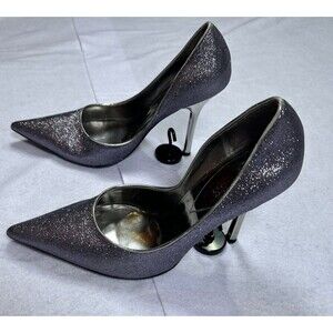Guess Women’s Size 9M Glitter Pointed Toe Stiletto Pumps Silver Gray Heels